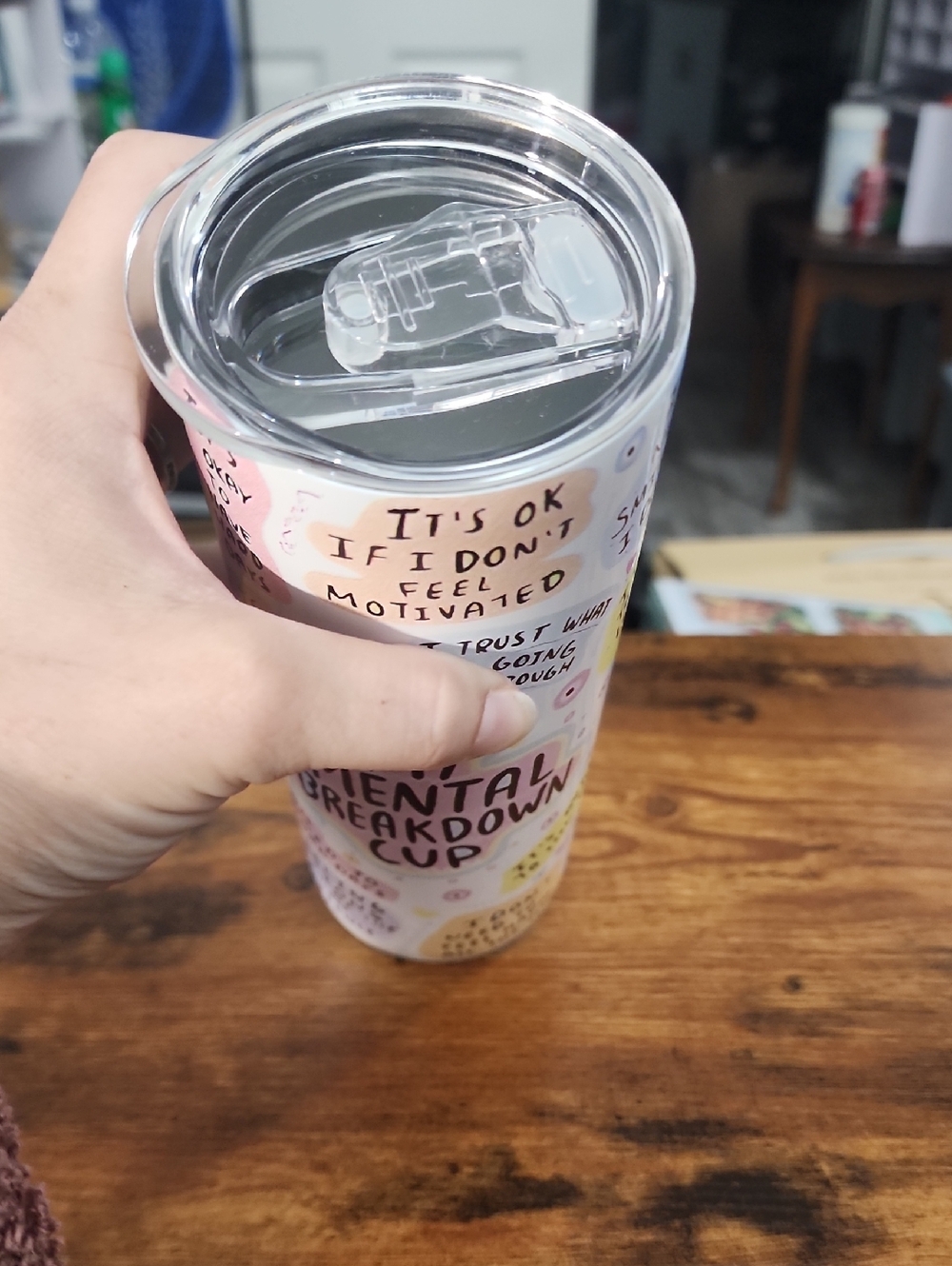 My Mental Breakdown Cup Tumbler - Pastel Affirmation Design 20oz With Straw FP24 - Picture 7 of 7